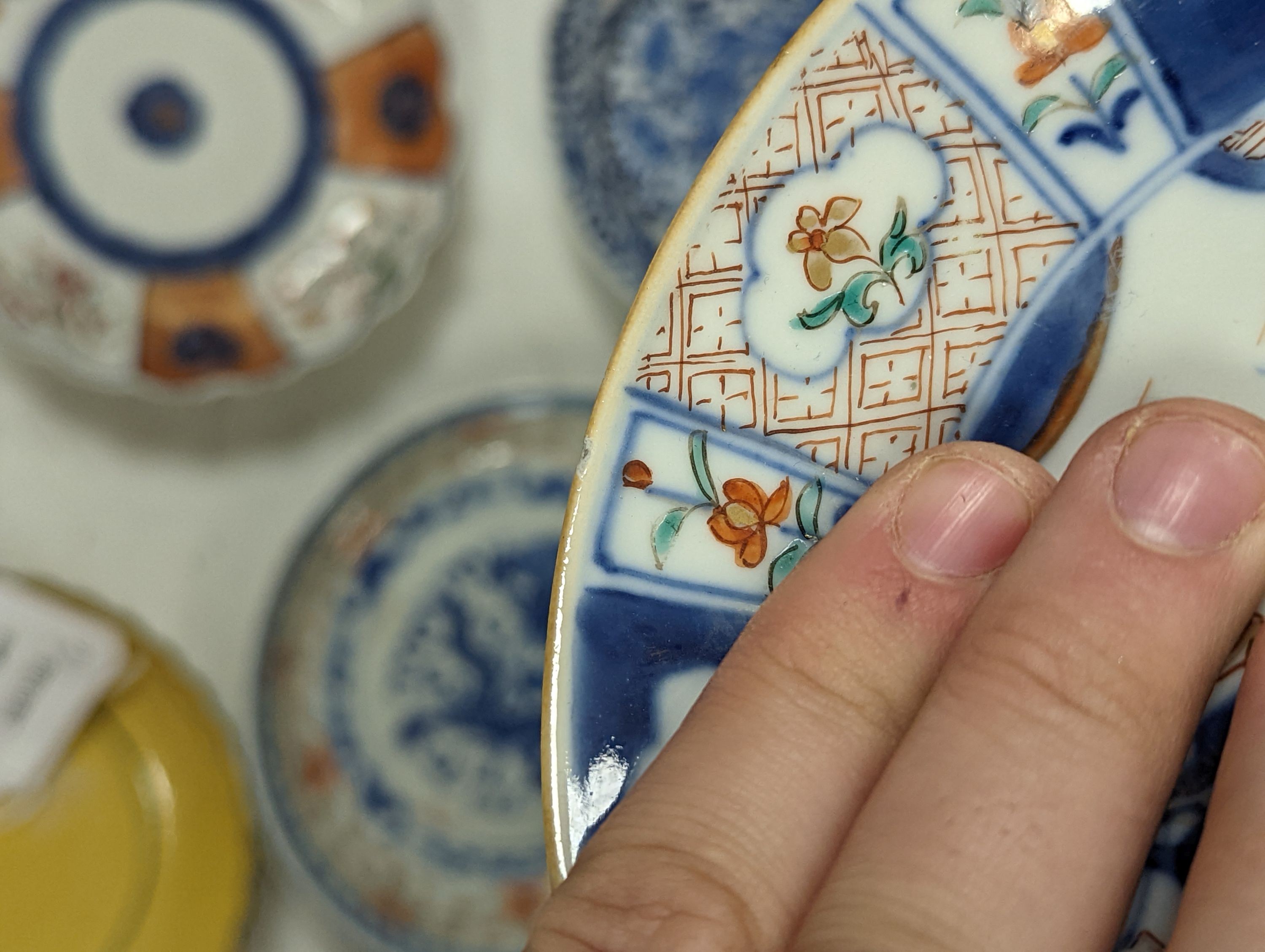 Ten various Chinese porcelain saucer dishes, largest 15cm